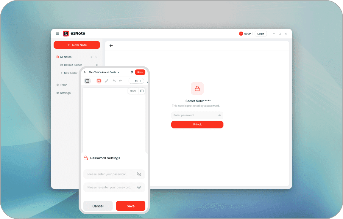 Keep important notes safe with a password