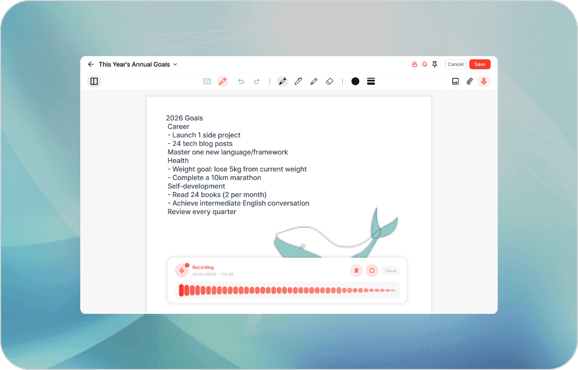 Fill gaps in your notes with recording