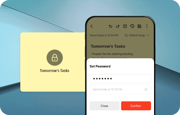 Note Lock Feature (Password Protection)