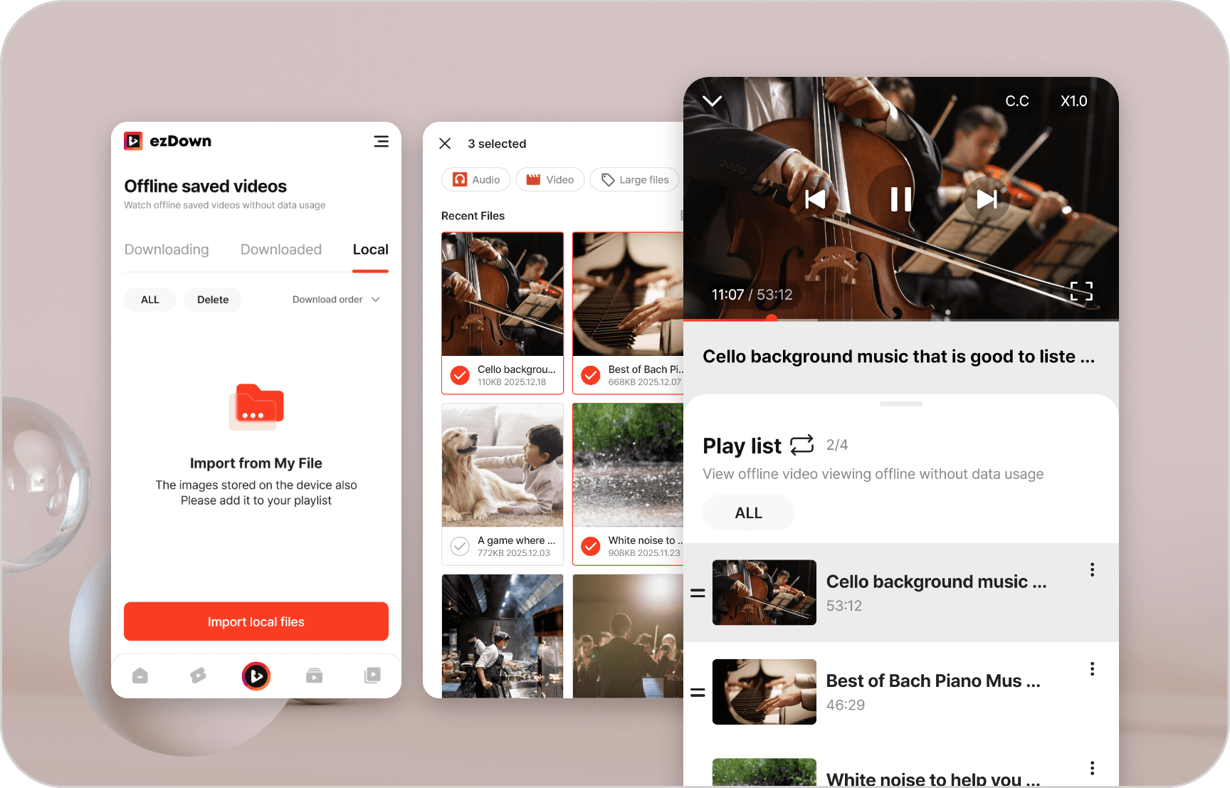 Play local videos and audio directly in ezDown!